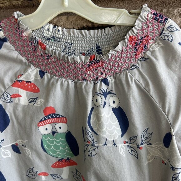Mini Boden Girls Owl Dress Smocked Yoke Size 5-6X - Picture 4 of 7